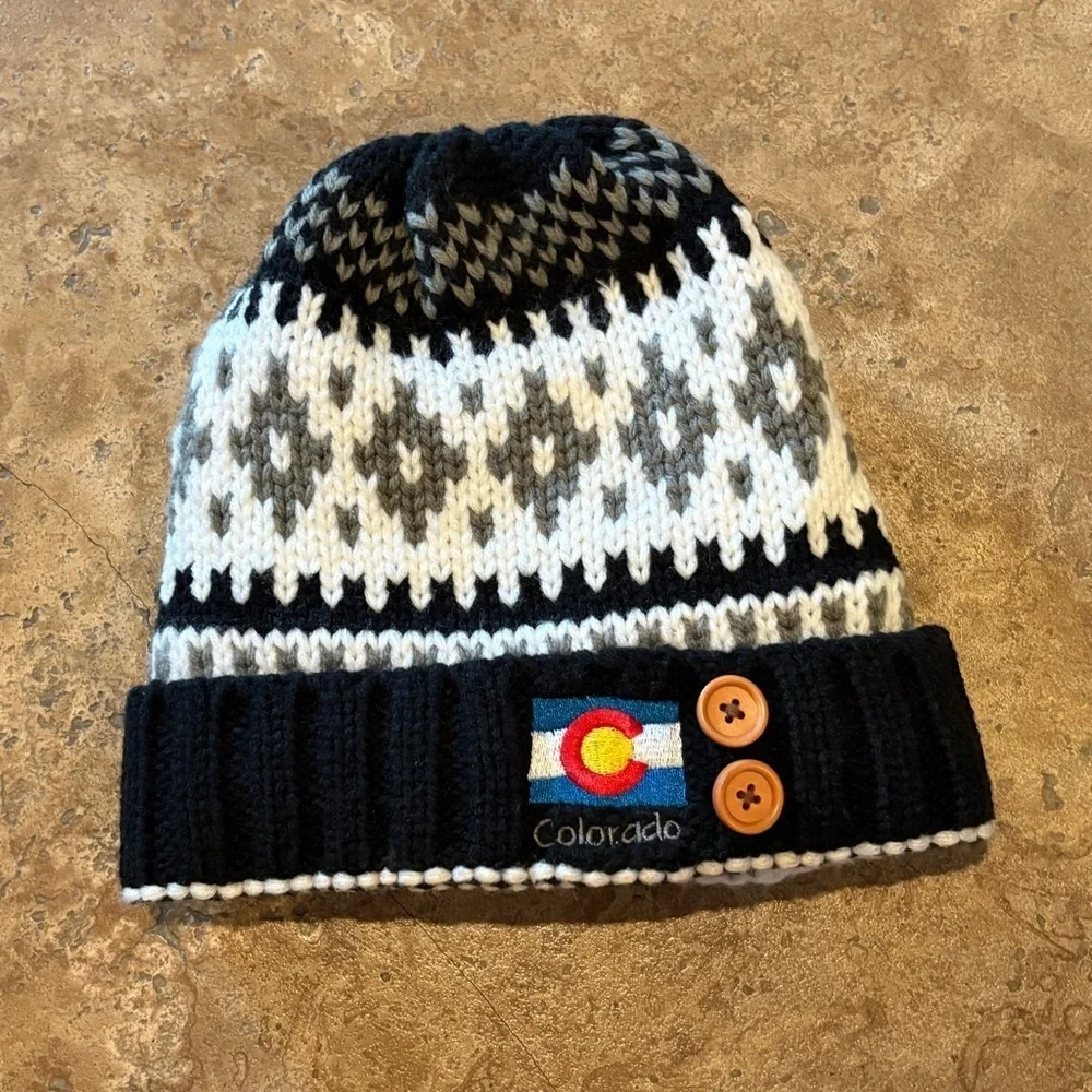 Colorado Embroidery Knit Fleece Lined Patterned Beanie One Size